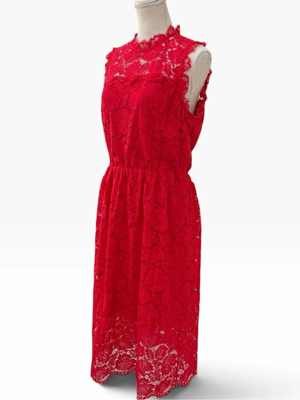 Kate Spade New York Poppy Floral Lace Midi Dress Red Size 14